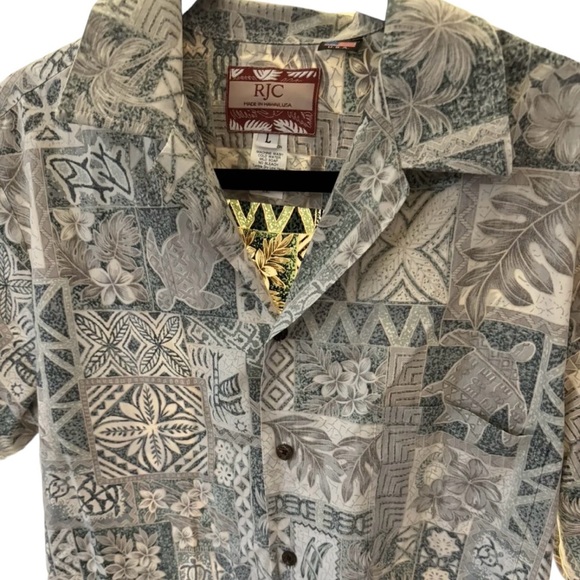 RJC Hawaiian Shirt Mens Large Made in USA Turtles Made In Hawaii - Picture 1 of 7